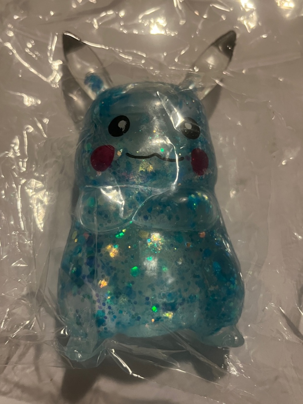 Blue Glitter Sugar Squish-Toy Pikachu-Inspired Squishy
